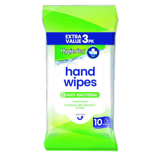 Hygienics Hand Wipes 10 Wipes 3pk