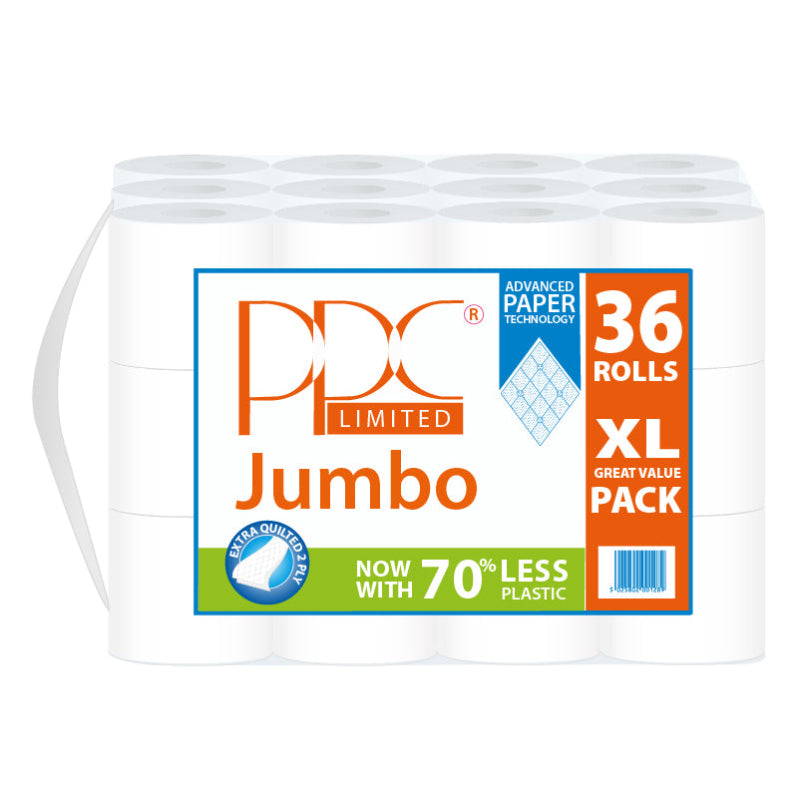 PPC Jumbo White Quality Toilet Paper 36 Roll Value Pack