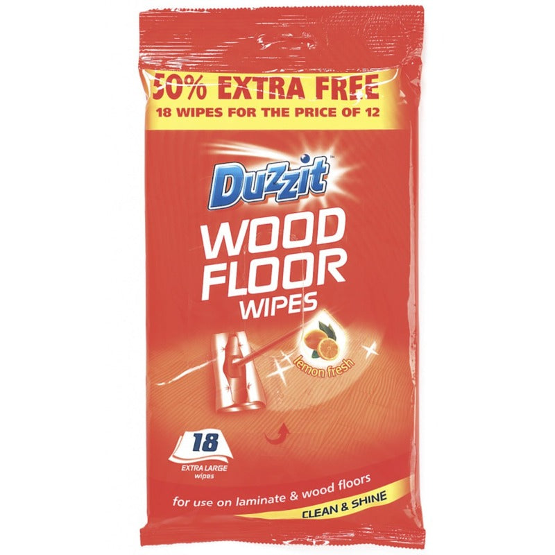 Duzzit Wood Floor Extra Large Wipes 18 Pack