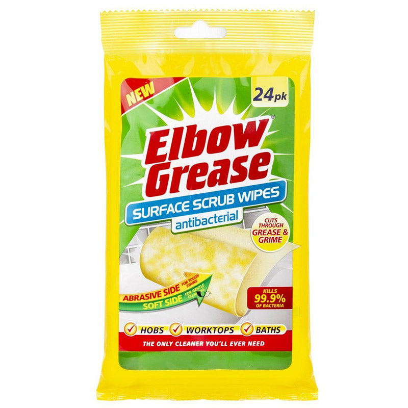 Elbow Grease Antibacterial Surface Scrub Wipes 24 Pack