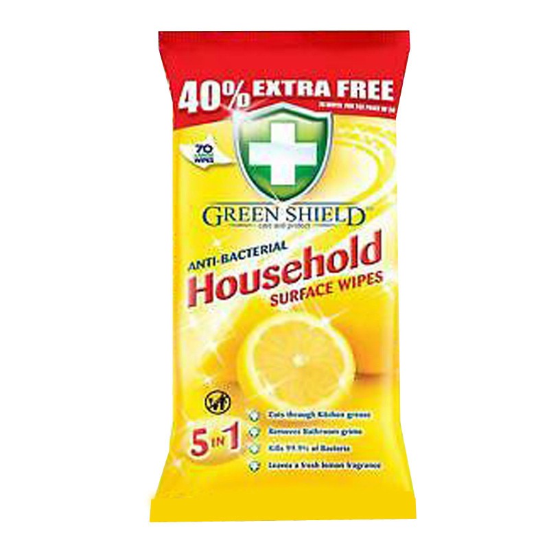 Green Shield Antibacterial Household Surface Wipes 70pk
