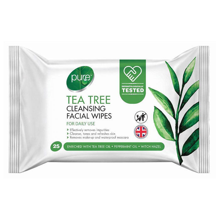 Pure Tea Tree Cleansing Facial Wipes 25 Pack