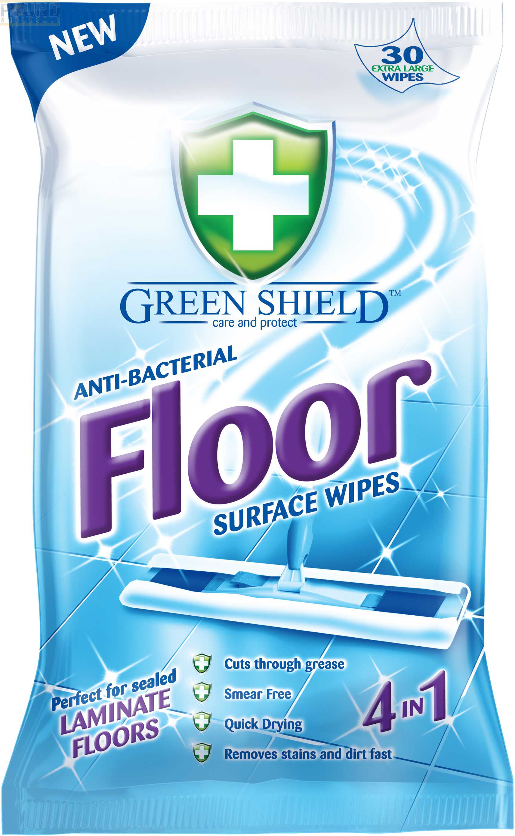 Green Shield Anti-Bacterial Floor Surface Wipes 30 Pack