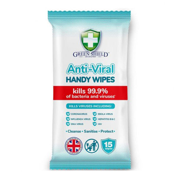 Green Shield Anti-Viral Handy Wipes 15 Pack
