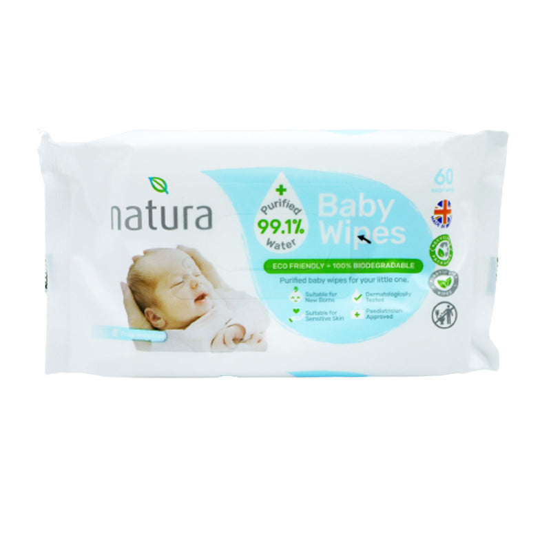 Natura Purified Water Baby Wipes 60's