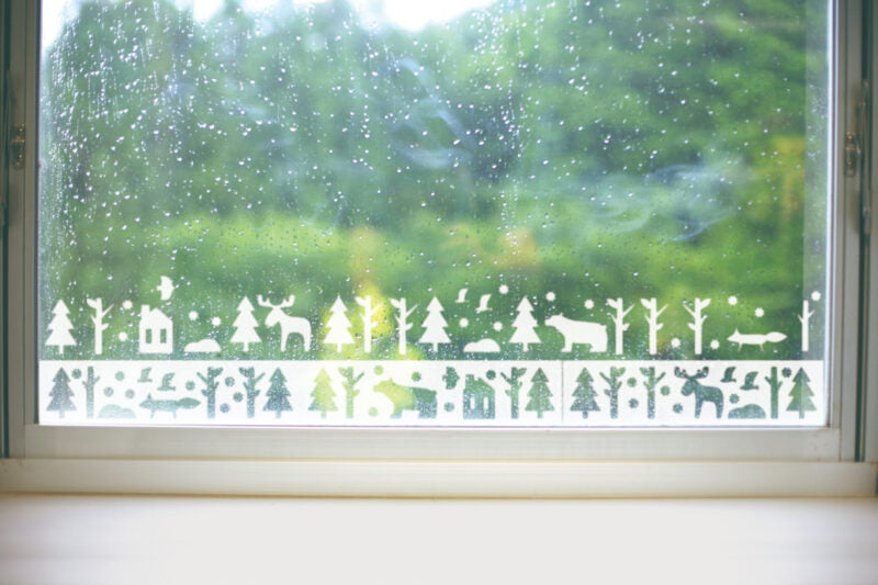 KOKUBO Winter Forest condensation absorbing sheets fitted to a window