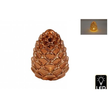 Glass LED Pinecone, 14–15.5 cm autumn home decor