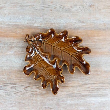 Acorn & Leaf Ceramic Dish, 23 cm autumn home decor