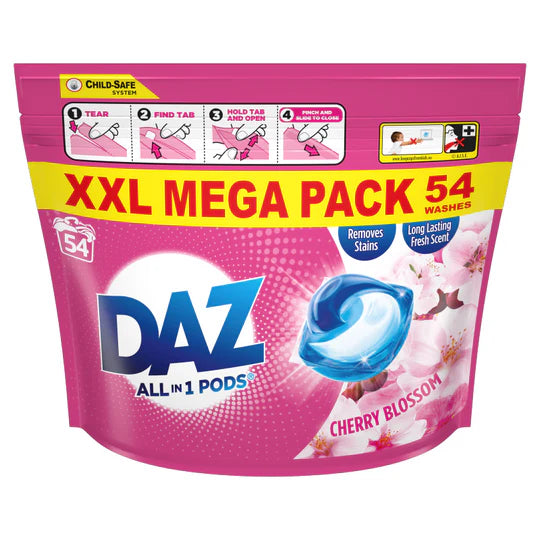 Daz All in 1 Laundry Washing Pods Whites & Colours 54 Washes