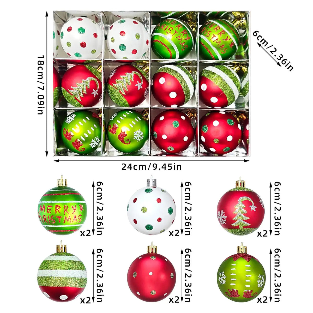 Christmas Bauble Set - Assorted Colours - LOWZY