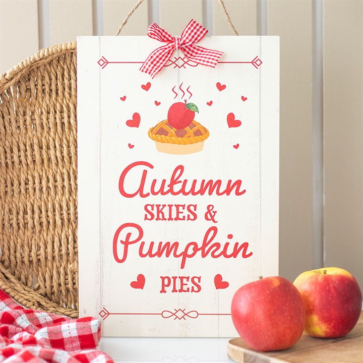 Autumn Skies & Pumpkin Pies Hanging Sign autumn home decor