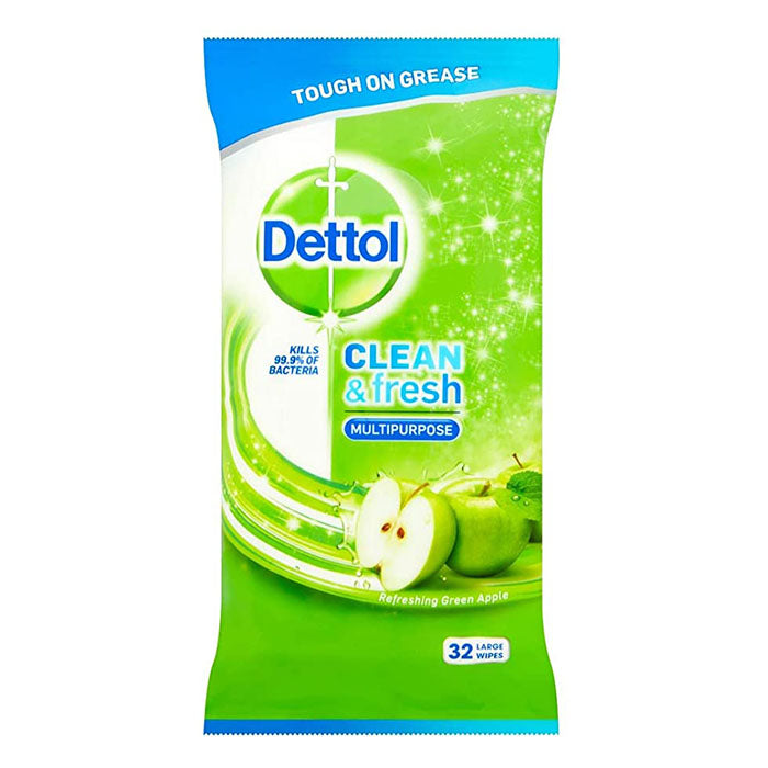 Dettol Wipes Clean & Fresh Multi Purpose 32 Pack Apple