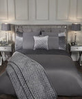 Emma Barclay Elysium Quilted Velvet Sequin Duvet Set – Silver bedding set