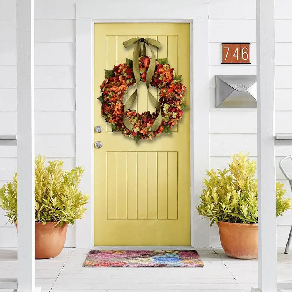 Autumn Hydrangea Door Wreath with Bow – 30 cm