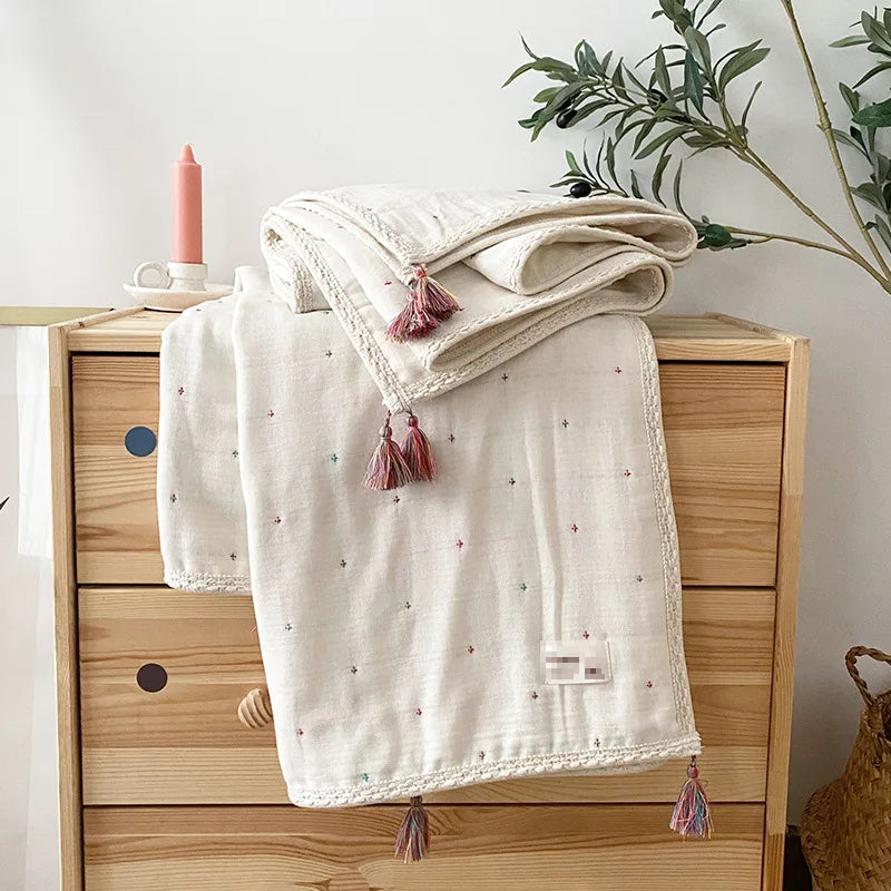 6-Layer Cotton Muslin Baby Blanket – Boho Print