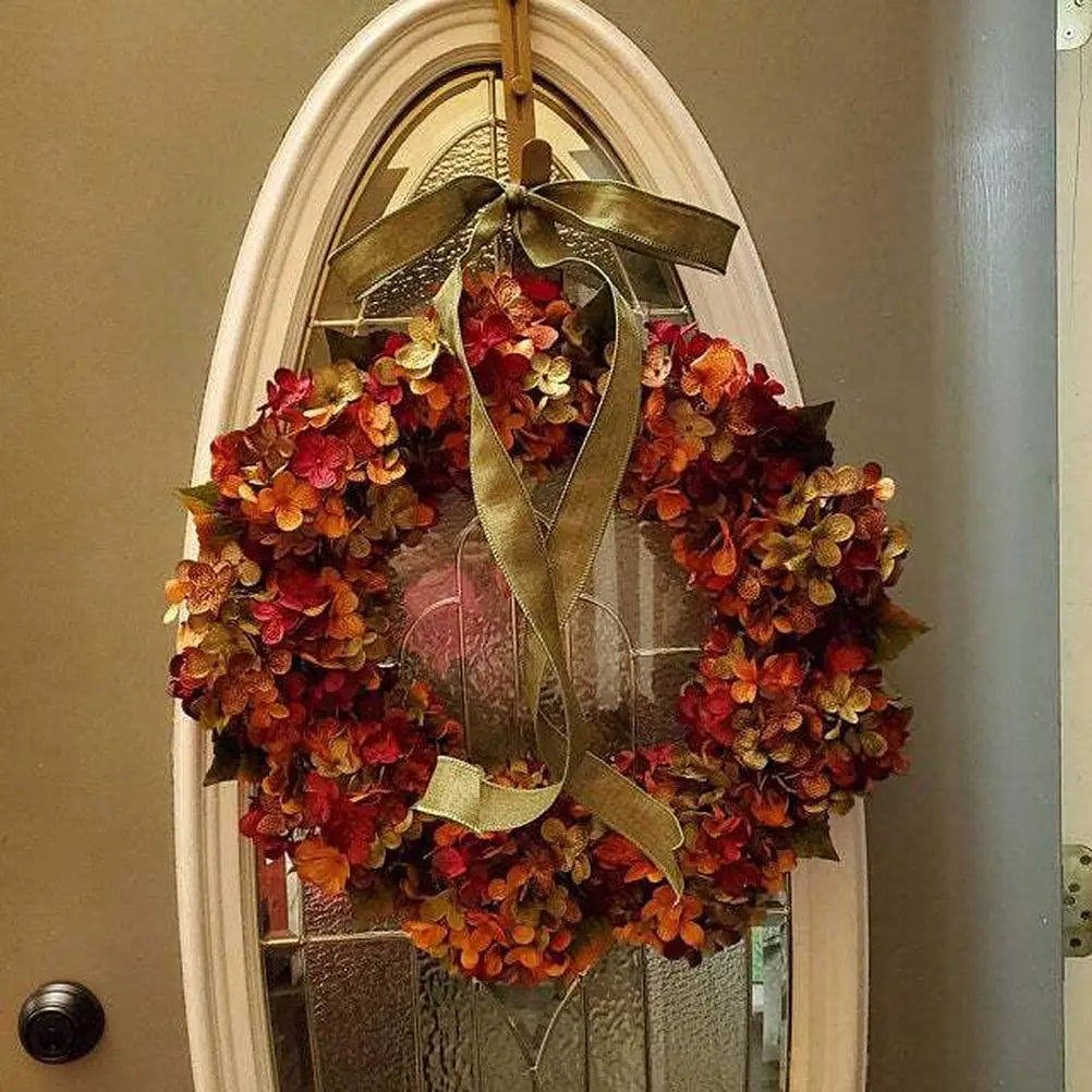 Autumn Hydrangea Door Wreath with Bow – 30 cm