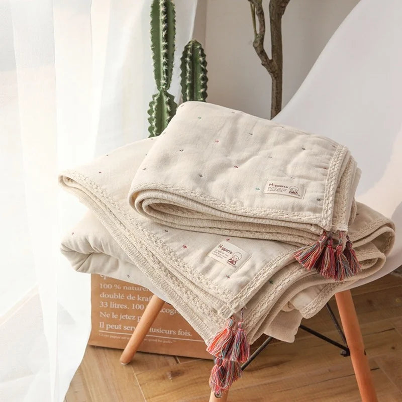 6-Layer Cotton Muslin Baby Blanket – Boho Print – Cross Bohemia / 115 x 150cm