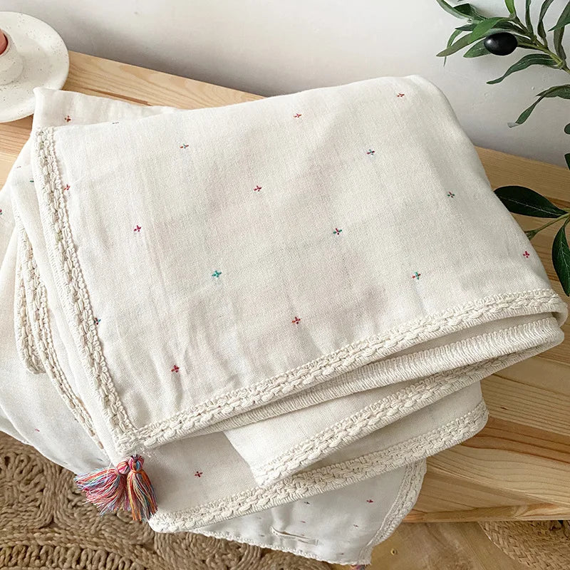 6-Layer Cotton Muslin Baby Blanket – Boho Print – Magic Indian / 115 x 150cm
