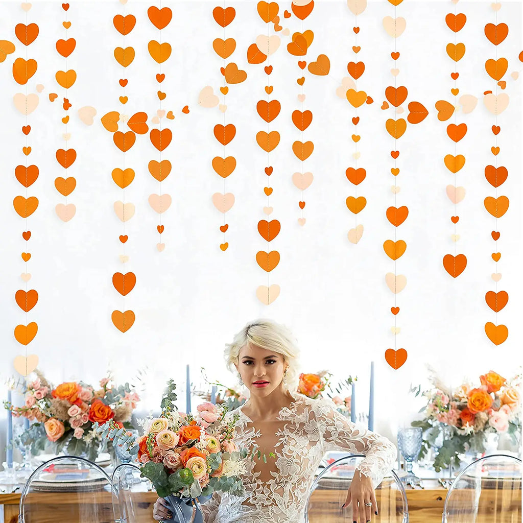Autumn Heart Paper Garland – 4m Hanging Decoration