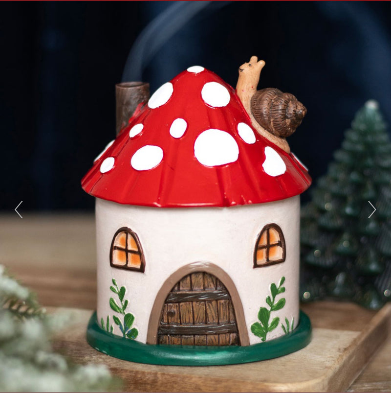 Mushroom House Resin Incense Cone Burner autumn home decor