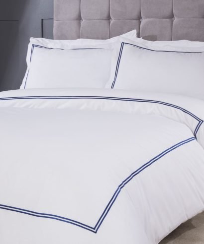 Emma Barclay Carlton Embroidered Oxford Pillowcase Duvet Set – Navy bedding set
