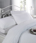 Emma Barclay Carlton 300TC Cotton Sateen Stripe Duvet Set – White bedding set