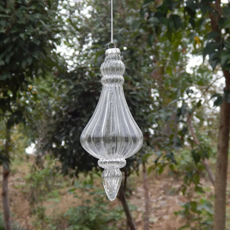 Ribbed Glass Christmas Drop Ornament - 9 - LOWZY