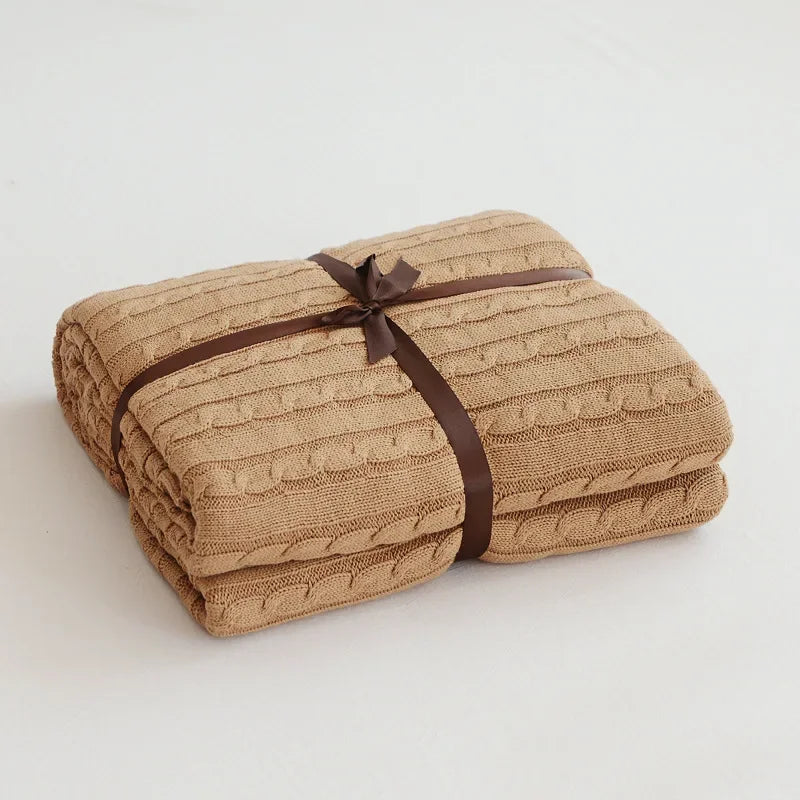 100% Cotton Knitted Throw Blanket – 2 Sizes – 20 / 180x200cm