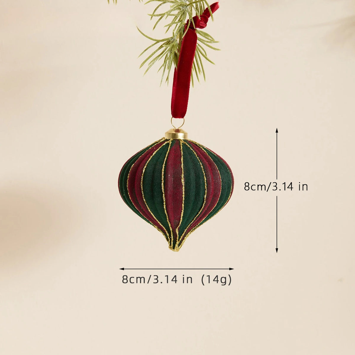 Vintage Plush Christmas Bauble Ornament Set - view 9 - LOWZY