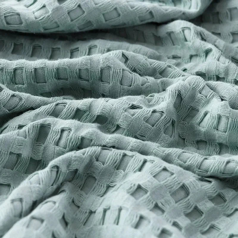 Pure Cotton Waffle-Weave Summer Blanket – 150 × 200cm – grey / 150x200cm