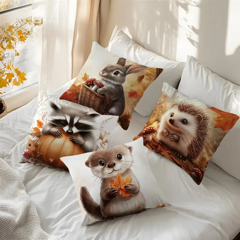Autumn Woodland Animal Cushion Cover – 40–60 cm