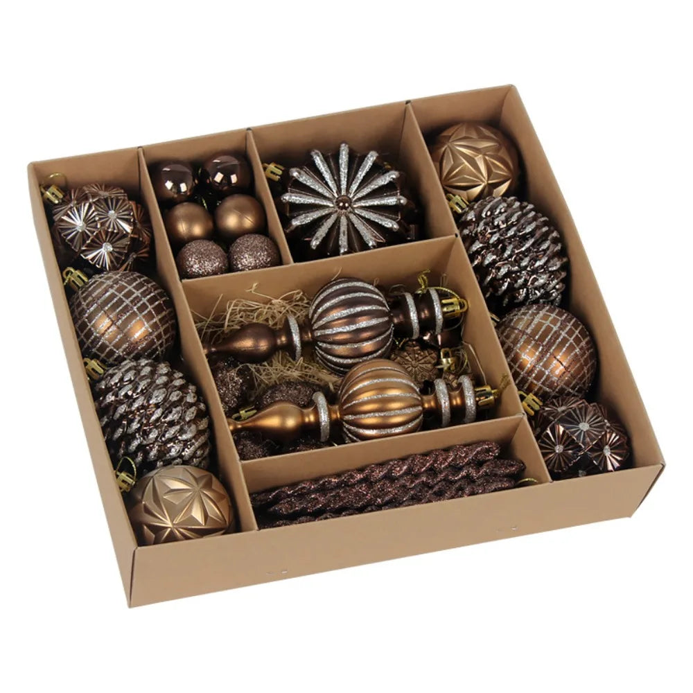 Metallic Brown Christmas Baubles – 52 Pack - view 7 - LOWZY