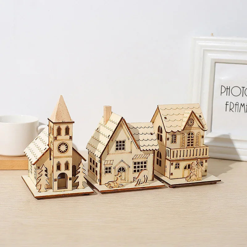 Mini LED Wooden Christmas House – 3 Festive Designs