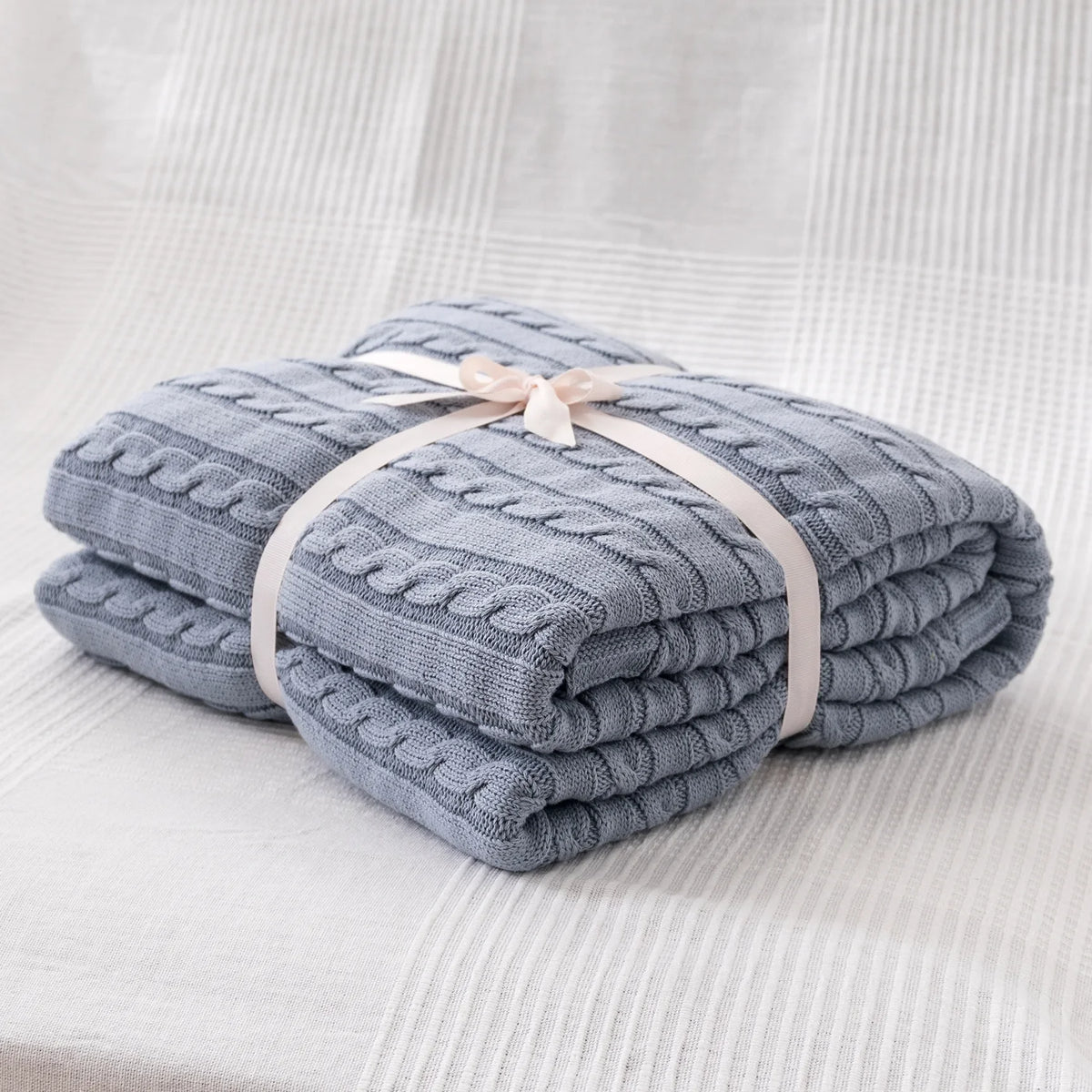 100% Cotton Knitted Throw Blanket – 2 Sizes – 20 / 110x180cm