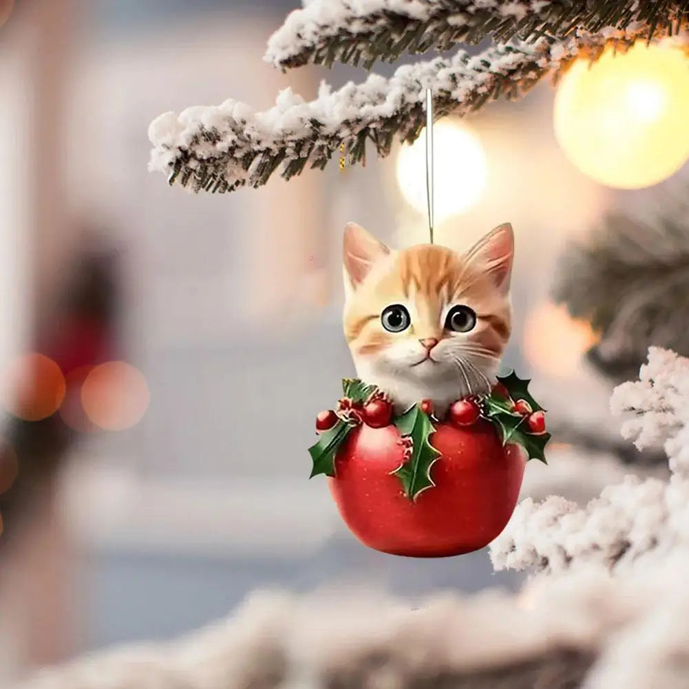 Acrylic Cat Christmas Tree Ornament - LOWZY