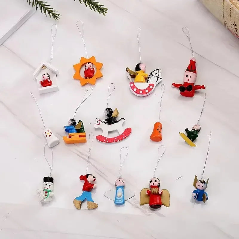 Boxed Wooden Christmas Tree Ornament Set - view 6 - LOWZY