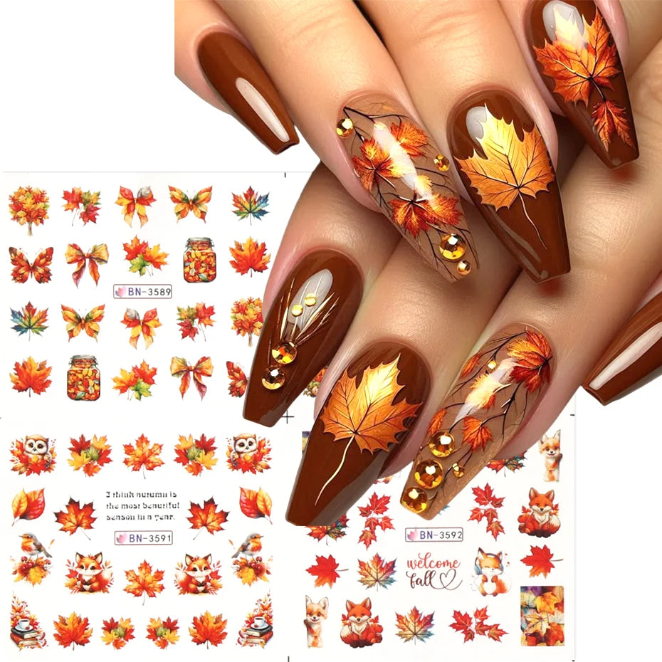 Autumn Woodland Nail Art Water Transfer Decals
