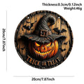 Wooden Halloween Round Sign – Pumpkin & Ghost 20 cm