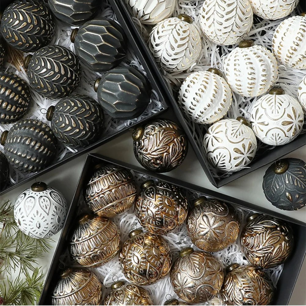 Vintage 8cm Christmas Baubles – 12 Pack - black - LOWZY
