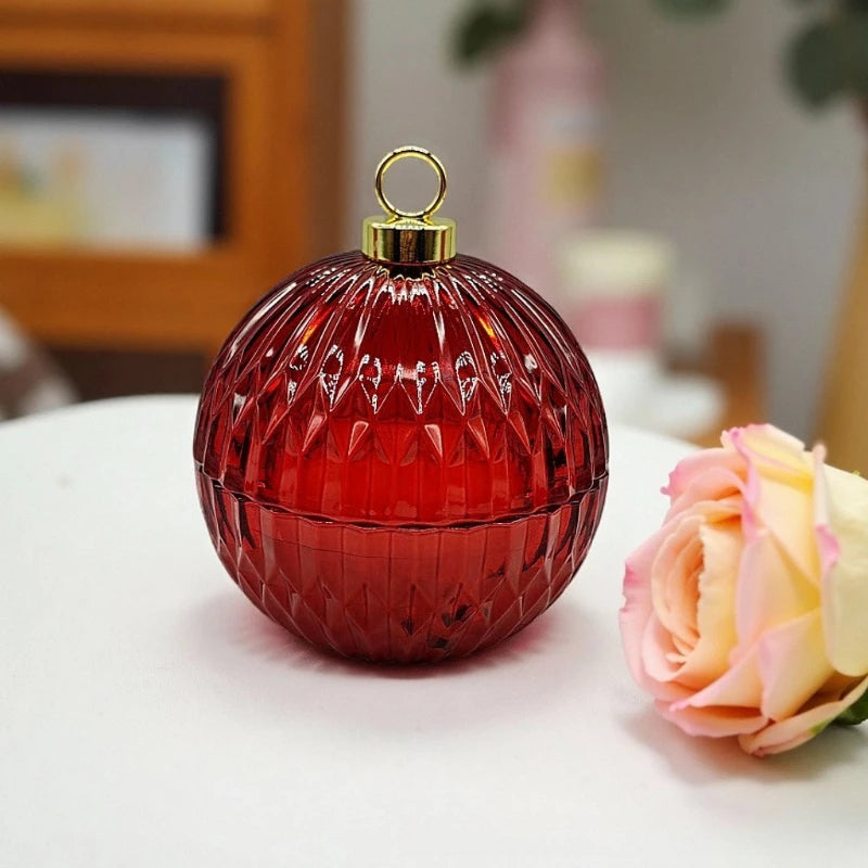 Ribbed Glass Christmas Candle Holder - Yellow - LOWZY