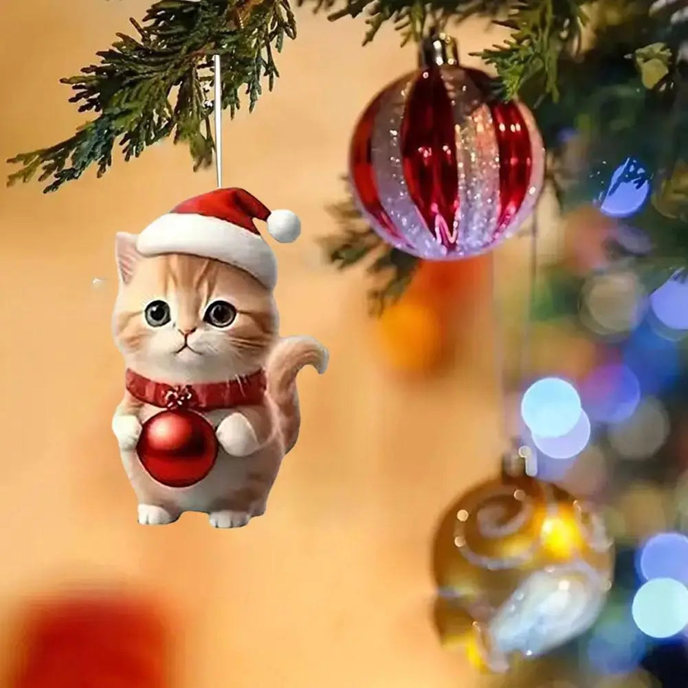 Acrylic Cat Christmas Tree Ornament - LOWZY