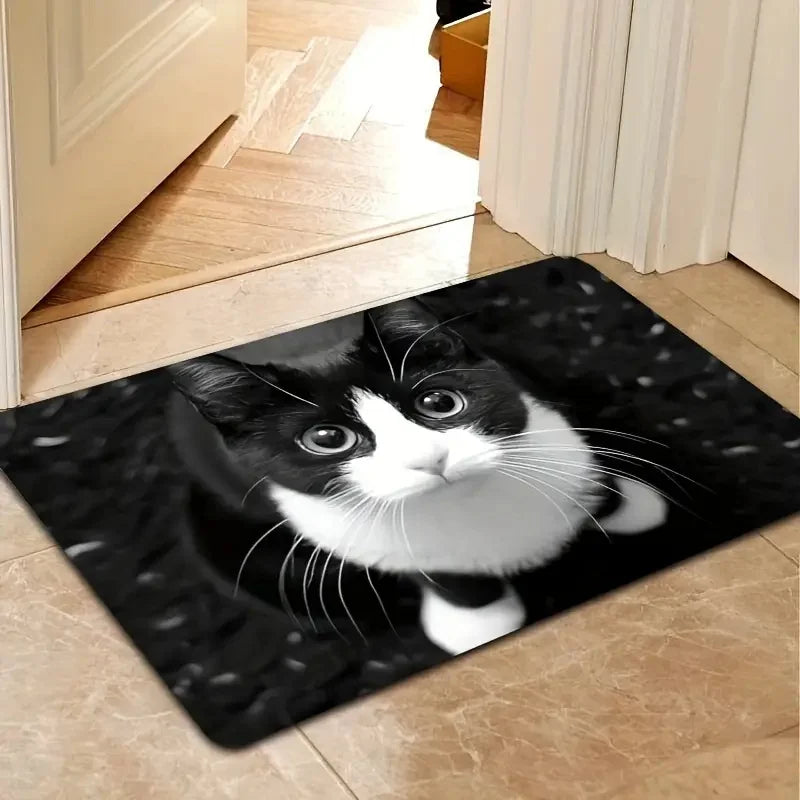 Four Cats Wooden Hole Illusion Doormat