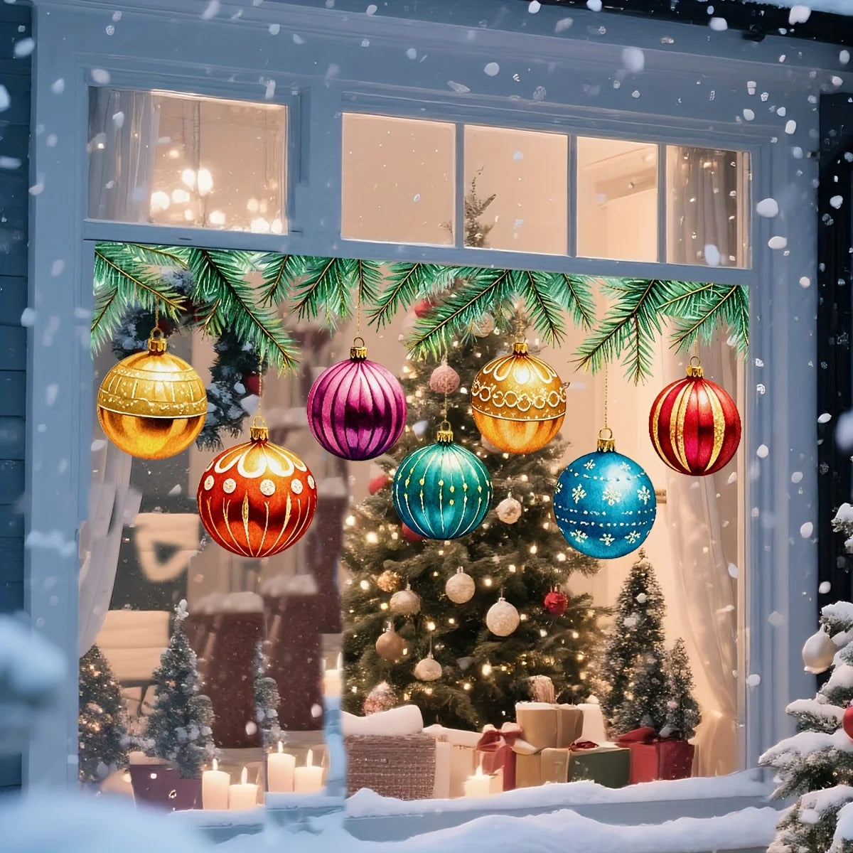 Colourful Christmas Window Clings - view 2 - LOWZY
