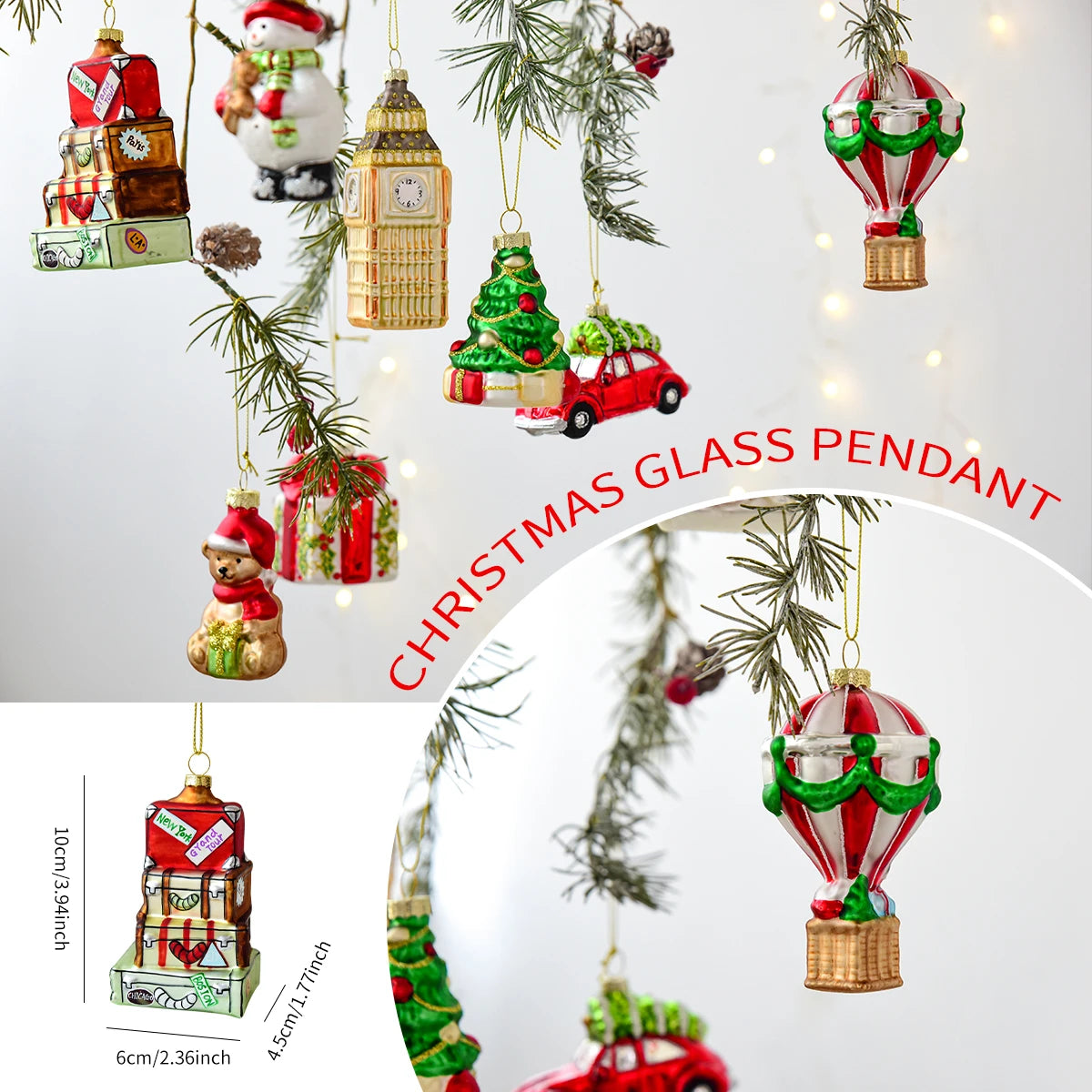 Glass Christmas Character Tree Ornament - Style 6 - LOWZY