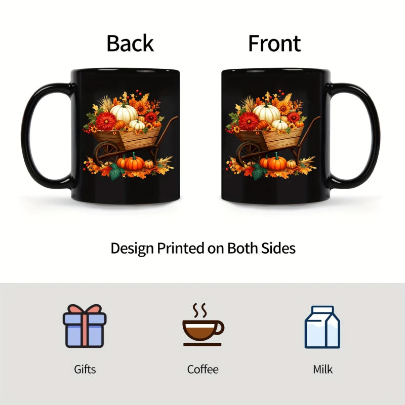 Autumn Harvest Ceramic Mug – Pumpkin Cart Design