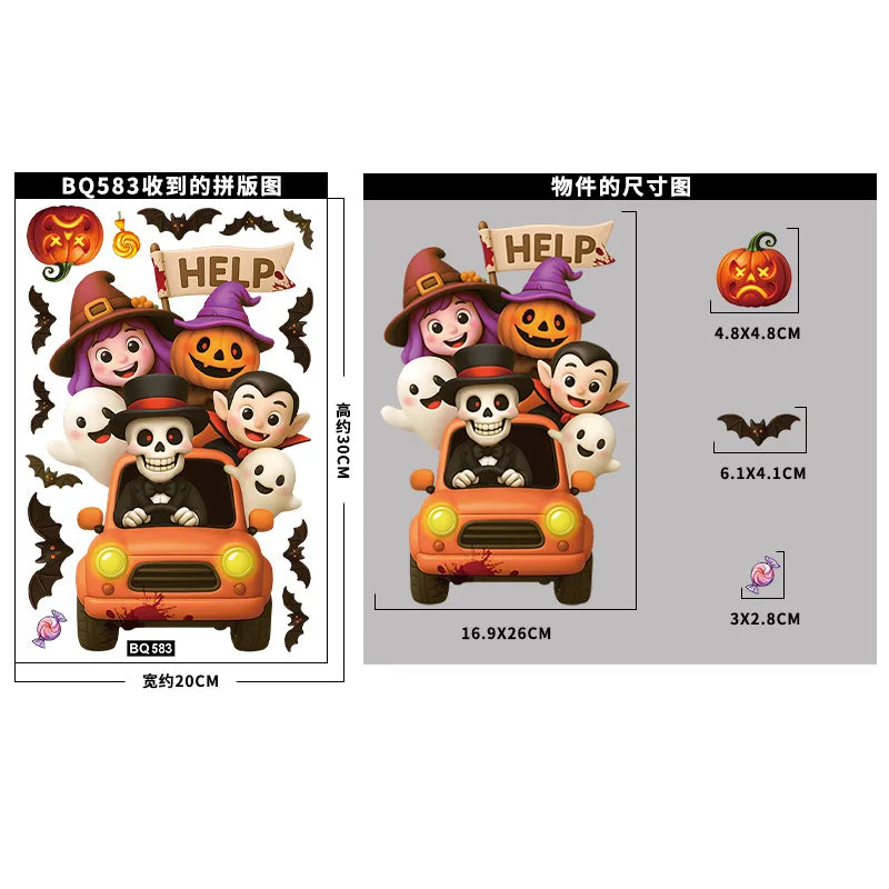 Halloween Window Stickers – Pumpkins, Bats & Ghosts