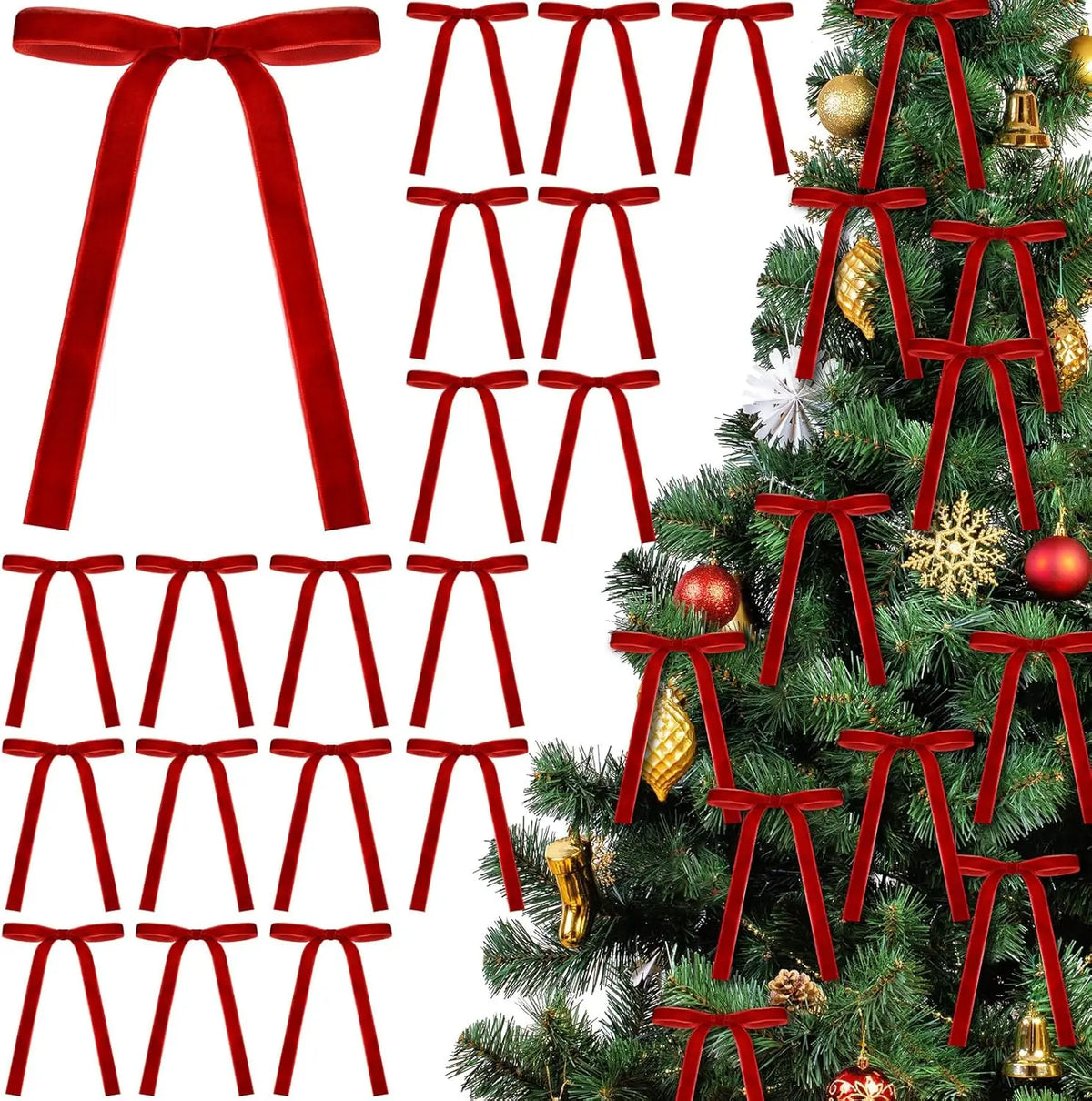 Velvet Christmas Bows – 24 Pack - view 7 - LOWZY