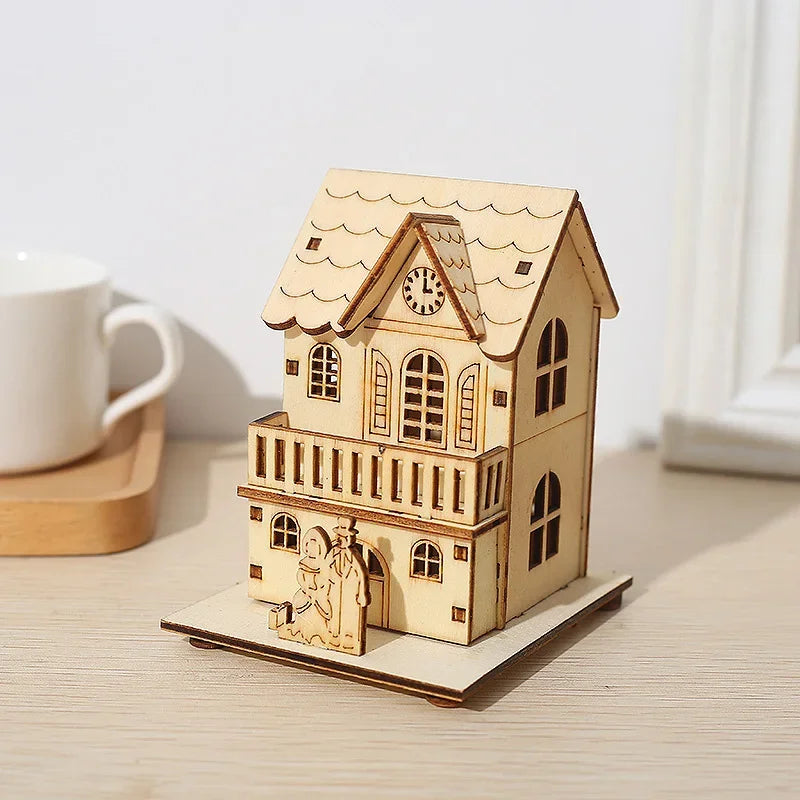Mini LED Wooden Christmas House – 3 Festive Designs