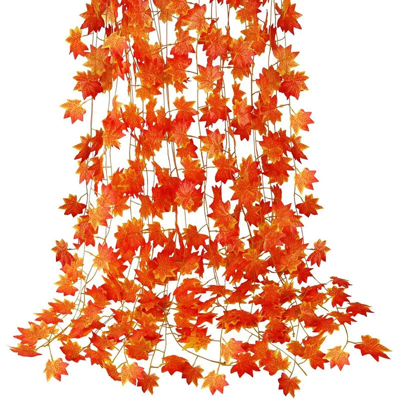 pack of twelve orange autumn maple leaf garlands