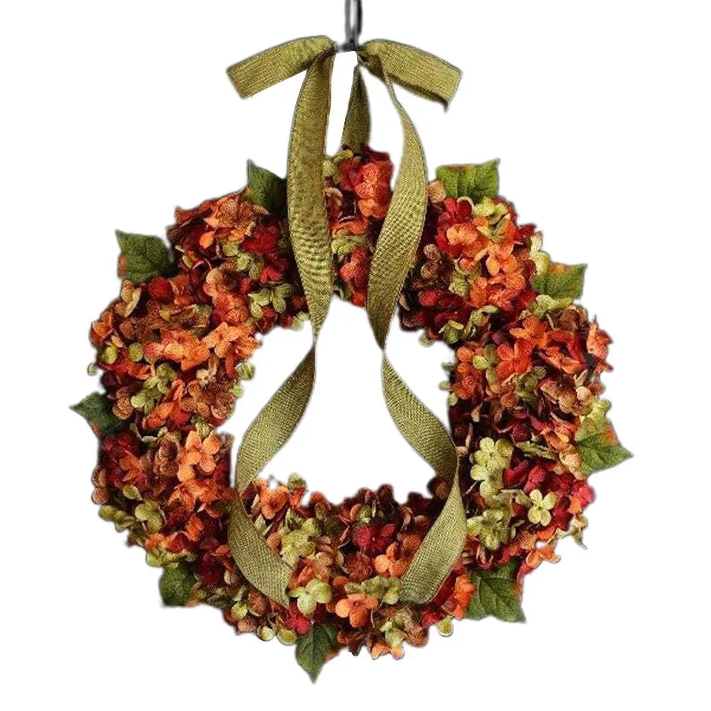 Autumn Hydrangea Door Wreath with Bow – 30 cm